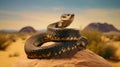 Arizona Black Rattlesnake perched on a rock