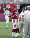 Arizona Cardinals QB Jake Plummer talking to coaches on Sideline