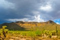 Arizona Desert With Clouds Over Mountain