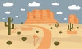 Arizona desert, panoramic view. Printing for advertising posters, use to attract tourists. Cartoon. Vector.