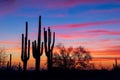 Arizona desert sunset with Saguaro Cactus Royalty Free Stock Photo