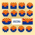 Arizona Flag Collection Figure Icons Set Vector