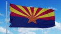 Arizona flag waving in the wind, blue sky background. 3d rendering Royalty Free Stock Photo