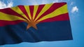 Arizona flag waving in the wind, blue sky background. 3d rendering Royalty Free Stock Photo