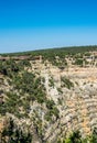 Houses above the rock in the Tourist Village of Grand Canyon Village. The picturesque nature of Grand Canyon National Park, Arizon