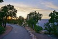 Arizona Grand Canyon National Park rim trail at sunset