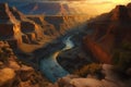 Arizona Grand Canyon at sunset, United States of America, Computer Artwork Royalty Free Stock Photo