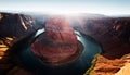 Arizona Horseshoe Bend in Grand Canyon. Beautiful view of Horseshoe Bend, Arizona, under warm sunset light, in autumn Royalty Free Stock Photo