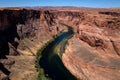 Arizona Horseshoe Bend in Grand Canyon. Grand Canyon. Colorado River. National Park. Famous hiking place. Sunset in Royalty Free Stock Photo