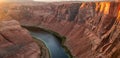 Arizona Horseshoe Bend in Grand Canyon. Red rock canyon road panoramic landscape. Mountain road in red rock canyon Royalty Free Stock Photo