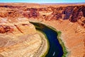 Arizona Horseshoe Bend in Grand Canyon. Red rock canyon road panoramic landscape. Mountain road in red rock canyon Royalty Free Stock Photo