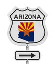 Arizona map and state flag on a USA highway road sign Royalty Free Stock Photo