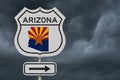 Arizona map and state flag on a USA highway road sign Royalty Free Stock Photo