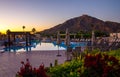 Arizona resort with pool and mountain Royalty Free Stock Photo