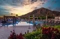 Arizona resort with pool and mountain Royalty Free Stock Photo