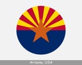 Arizona Round Circle Flag. AZ USA State Circular Button Banner Icon. Arizona United States of America State Flag. EPS Vector Royalty Free Stock Photo