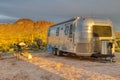Arizona Saguaro Forest Airstream Campsite Royalty Free Stock Photo