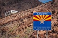 Arizona sign at Hoover Dam on the border with Nevada