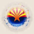 Arizona state flag on a round grunge icon. United states local f Royalty Free Stock Photo