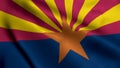 Arizona State Flag. Waving Fabric Satin Texture National Flag of Arizona 3D Illustration. Royalty Free Stock Photo