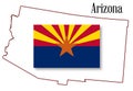 Arizona State Map and Flag Royalty Free Stock Photo