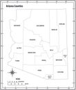 Arizona state outline administrative and political vector map in black and white
