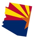 Arizona State Outline Flag Map Royalty Free Stock Photo