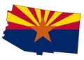 Arizona State Outline Map and Flag Royalty Free Stock Photo