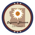 Arizona state with saguaro blossom flower. Vector illustration decorative design