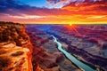 Arizona sunset over Grand Canyon National Park, Arizona, United States, AI Generated Royalty Free Stock Photo