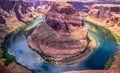 Picturesque rocks of Arizona. Colorado River and Glenn Canyon. Beautiful scenic panorama Royalty Free Stock Photo