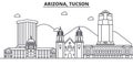 Arizona Tucson architecture line skyline illustration. Linear vector cityscape with famous landmarks, city sights