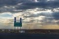 ARIZONA, US - SEPTEMBER 2, 2022: US Interstate I-40 road sign in Arizona with a dramatic sky Royalty Free Stock Photo