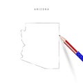 Arizona US state vector map pencil sketch. Arizona outline map with pencil in american flag colors Royalty Free Stock Photo