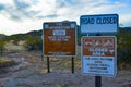 ARIZONA, USA - DECEMBER 02, 2019: bullet-riddled two information board in Arizona