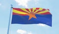 Arizona USA flag waving against blue sky Royalty Free Stock Photo