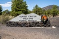 Welcome sign for Sunset Crater Volcano National Monument on a sunny day Royalty Free Stock Photo