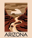 Arizona. Vector Hand Drawn Landscape Of Desert Isolated