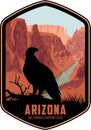 Arizona vector label with bald eagle in Grand Canyon Royalty Free Stock Photo