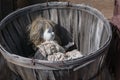 Doll in an old basket Royalty Free Stock Photo