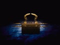 Ark of the covenant on a dark background with smoke / 3D illustration Royalty Free Stock Photo