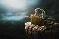 Ark of the covenant at the top of a mountain / 3D Rendering Royalty Free Stock Photo