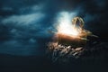 Ark of the covenant at the top of a mountain / 3D Rendering