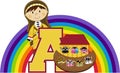 A is for Ark - Noah Biblical Illustration