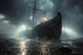 The Ark of Salvation. Noah\'s Vessel in the Storm. Biblical Event. AI Generative Royalty Free Stock Photo
