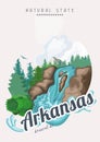Arkansas american travel banner. Natural state card Royalty Free Stock Photo