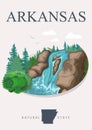 Arkansas american travel banner. Poster in modern style