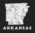 Arkansas - communication network map of us state. Royalty Free Stock Photo