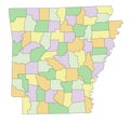 Arkansas - detailed editable political map.