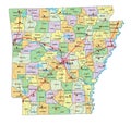 Arkansas - detailed editable political map with labeling.